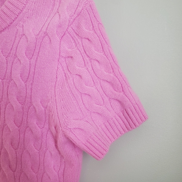 J. Crew Women’s Cashmere Cable Knit Sweater Pink Corpcore Preppy Size M - Picture 5 of 15